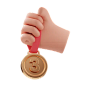 Holding bronze medal 3D Illustration
