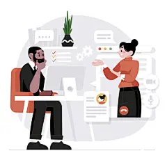 国外卡通招聘求职找工作简历面试场景人物插画ai矢量设计素材模板-淘宝网