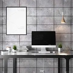 室内环境中的模型海报，一个现代设计的3D插图