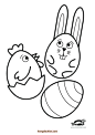 11张兔子和公鸡母鸡鸡蛋卡通复活节填色免费图片-红豆饭小学生简笔画大全