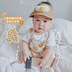 男宝宝背带裤3女婴儿衣服夏 薄款 6个月印花包屁短爬可开档连体服-淘宝网