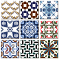 Vintage retro ceramic tile pattern set collection 
