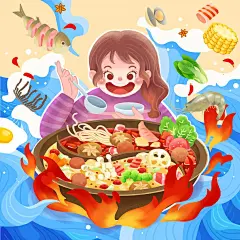 火锅 插画