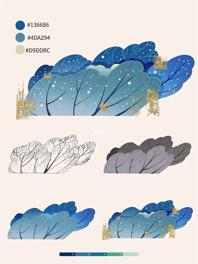 零基础插画小白必看‼️4种插画树步骤教程-花瓣网