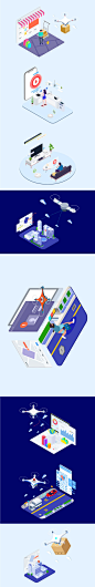 2.5D商务科技物联网无人机物流电商购物智能AI快递插画设计素材