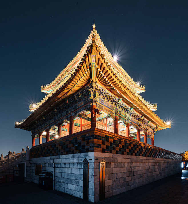 北京故宫景山万春亭夜景图片素材