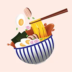 手绘东南亚日式面食小丸子海鲜餐厅海报插画AI矢量图片素材 (37)