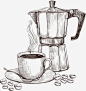 素描咖啡机png免抠素材_新图网 https://ixintu.com 矢量素材 素描 手绘 咖啡机 手磨咖啡 矢量