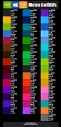 【Window 8 Modern UI 色值表】

相信很多网友对于Win8那种初印象特别深刻，纯色鲜明的 Modern UI 诠释着什么叫做纯粹的设计。

      小编今天为大家送上一枚 Window 8 Modern UI 色值表（由 SoftwarePortalPlus 制作），这枚色值表很适合经常开发 Modern UI 风格软件的朋友，希望可以帮助到你们设计出更加纯粹深刻的好作品。