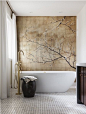 Hand painted silver and gold-leafed cherry blossom mural by artist Peter Costello | February 2013 issue of House and Home.: 