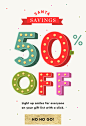 Santa Savings. 50% off. Ho Ho Go.