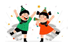 卡通可爱儿童2025新年春节元旦快乐庆祝插画海报ai矢量设计素材-淘宝网