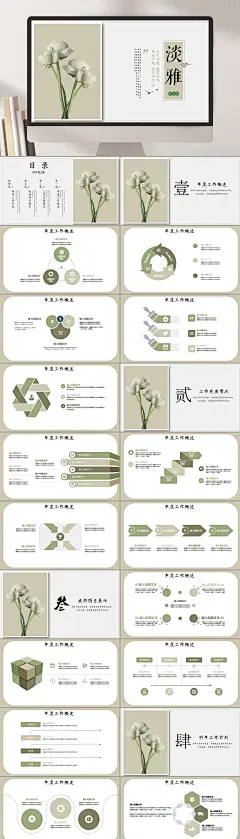 淡雅素雅工作报告PPT