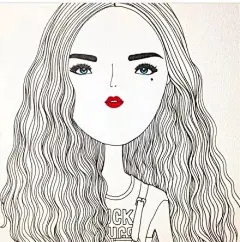 kapi复古女孩 简约系列 头像 线描 壁纸 酷酷@北坤人素材