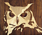 ORIGINAL unique Wooden Owl marquetry of wood art inlay