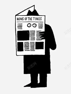 看报高清素材 卡通插画 报纸 黑白 元素 免抠png 设计图片 免费下载