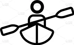 kayak and human icon isolated contour