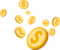 金币落下 金币图片金钱PNG素材宝箱模板