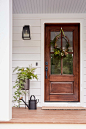 Inspiration for a mid-sized country front porch remodel in Richmond with decking and a roof extension