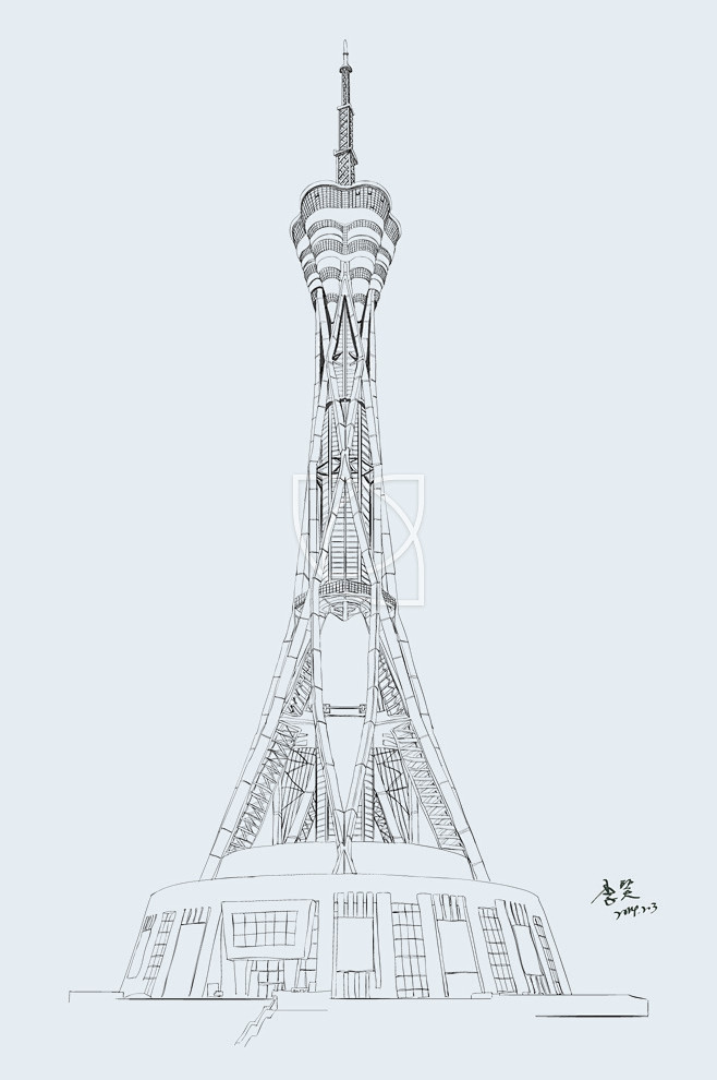 中原福塔手绘草稿.#手绘# #中原福塔