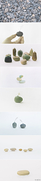 日本设计师古贺充将海边普通的鹅卵石作为创作源泉，将他们变身为一个个可爱的小饰物。