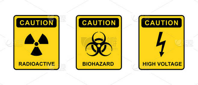 危险符号向量图标集.放射性，生物危害，高...
