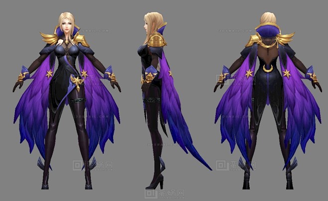女法师 女魔导师 月亮法杖 水晶球 金发美女 御姐 皮衣 紧身衣服 女人 - 综合模型 蛮蜗网