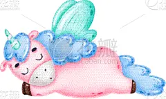 可爱的,卡通,独角兽,粉色,白色背景,贺卡,背景分离,飘然,浪漫,简单