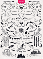 156森系欧式手绘黑白线条花边框装饰植动物丝带钻石矢量PNG素材-淘宝网