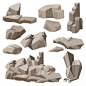 Rocks and stones set Premium Vector