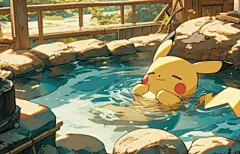皮卡丘泡温泉3440x1440带鱼屏桌面壁纸