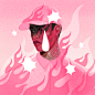 Digital Art  fire ILLUSTRATION  ilustracion pink portrait texture