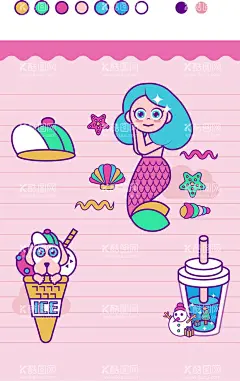 可爱贴纸 夏日图标 星空奶茶   - 源文件下载【酷图网】可爱贴纸,夏日图标,星空奶茶,潮流帽子,潮流色板,