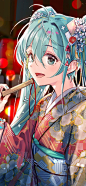#无水印动漫壁纸# 唯美插画初音未来歌姬壁纸 ​​​​