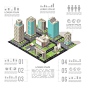 办公大楼等距信息图表免费矢量