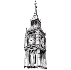 英伦风大钟插画png元素