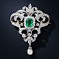 Antique Emerald and Diamond Necklace-Brooch