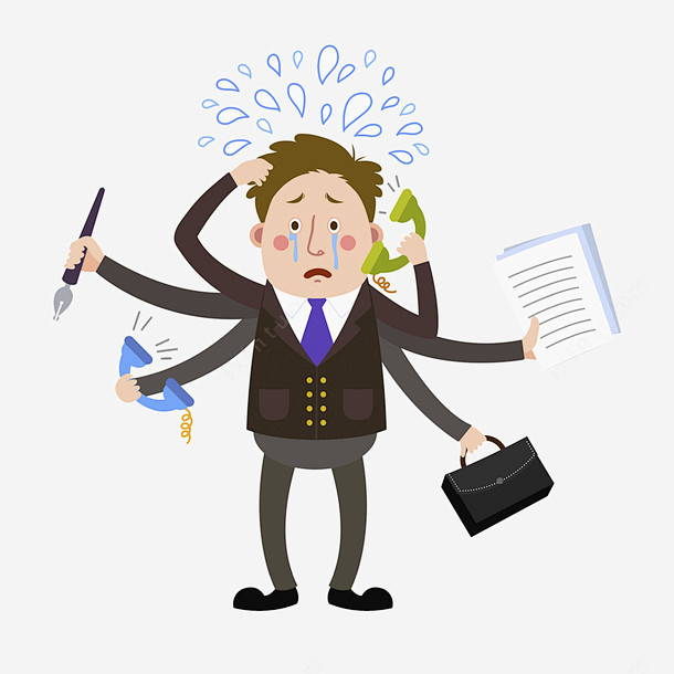 卡通忙碌的男人免抠图png免抠素材_新图网 https://ixintu.com 商务 工作的 卡通 忙碌的 手忙脚乱 帅气的 插图