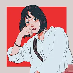 手绘头像ins风格男女情侣