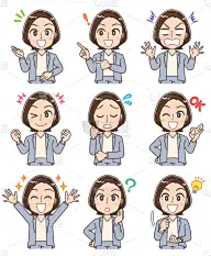 多样,面部表情,女商人,套装,可爱的,中年女人,商务,仅日本人,女人,日本人