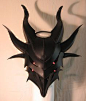 Handmade Black Leather Demon Mask V2 with Glowing Eyes@北坤人素材