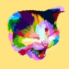 快乐的猫多彩波普风格动物插画矢量图设计素材