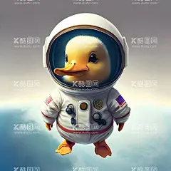 宇航员小鸭子  - 源文件下载【酷图网】宇航员,卡通,插画,太空,小动物,漫画,儿童画,鸭子,小鸭子