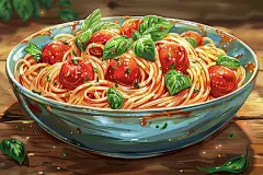 番茄炒意大利面美食插图插画