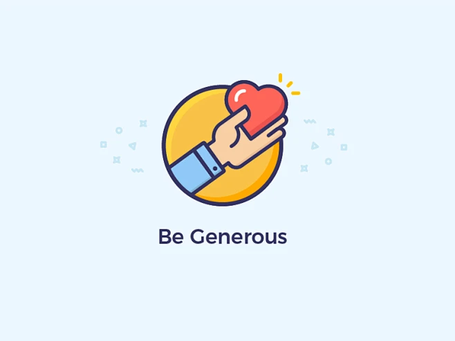 Be Generous vector illustration icon bright be hand heart generous-花瓣网