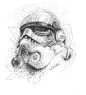 star wars characters : Scribble draws on white paper and black paper