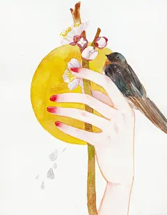 腊梅开了，晚些时候梅花也...-秋林夕_水彩 手绘 涂鸦 插画_涂鸦王国插画