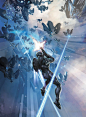 Halo: Escalation cover 21, Isaac Hannaford : Cover illustration I did for Dark Horse comic's Halo: Escalation series.  Tanaka is featured here fighting through a swarm of forerunner sentinels.