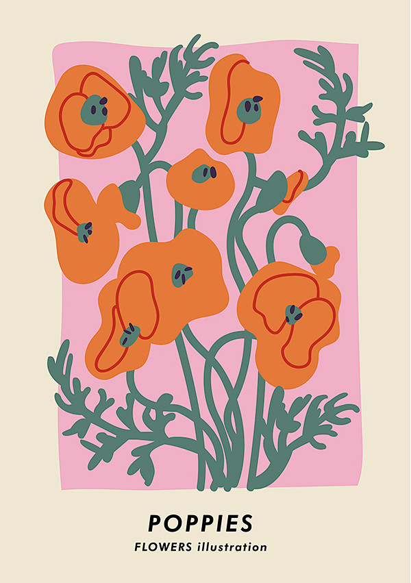 小众花朵插图抽象海报北欧小清新植物花卉插...