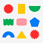 Free vector geometric shape sticker, colorful retro flat clipart set vector